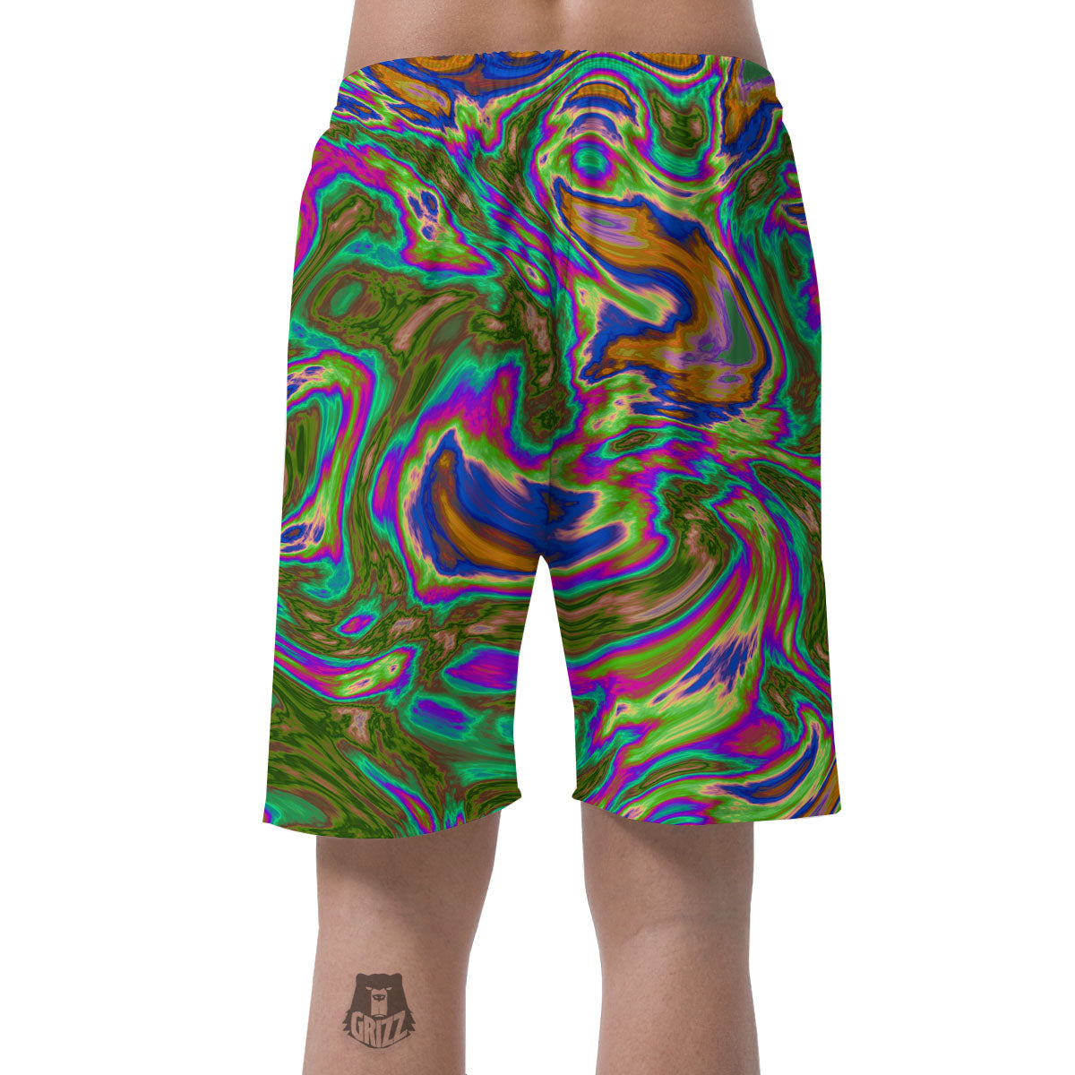 Psychedelic Trippy Purple Green Print Men's Shorts-grizzshop