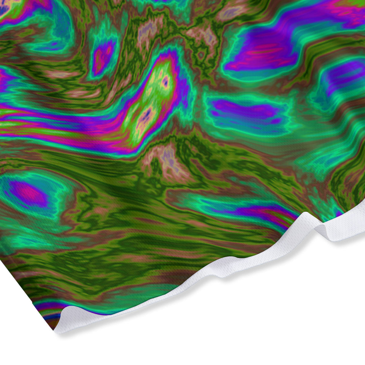 Psychedelic Trippy Purple Green Print Mesh Shorts