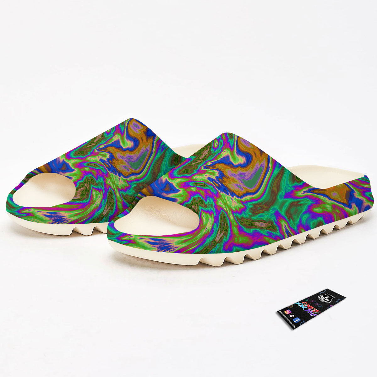 Psychedelic Trippy Purple Green Print Sandals-grizzshop