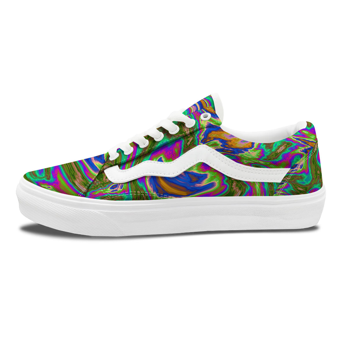 Psychedelic Trippy Purple Green Print Skate Shoes-grizzshop