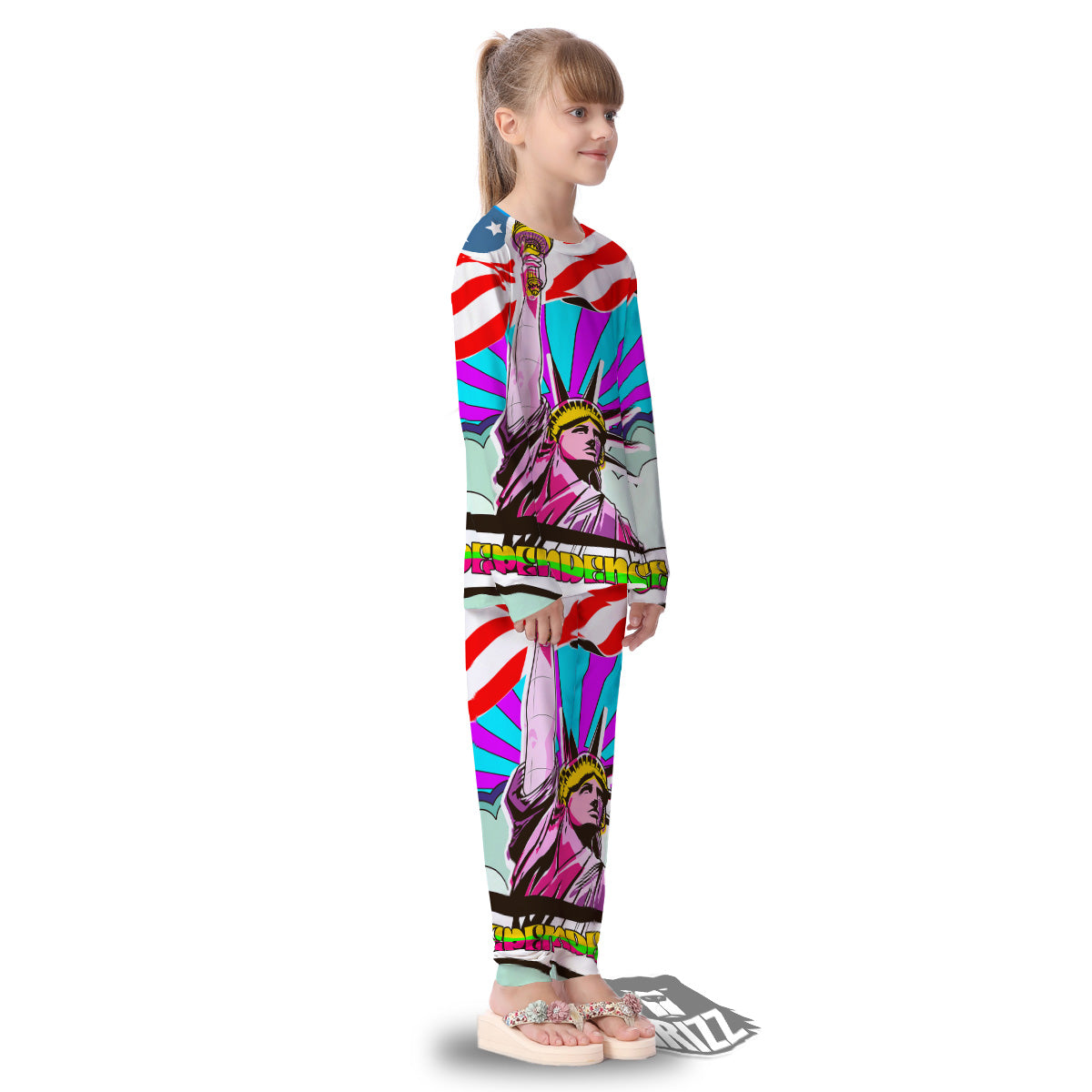 Psychedelic USA Statue of Liberty Independence Day Print Kid's Pajamas-grizzshop