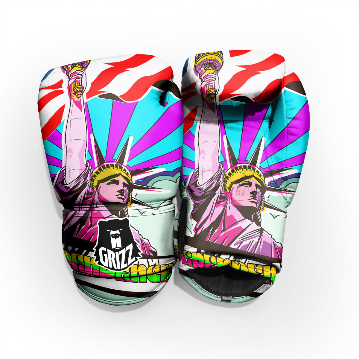 Psychedelic USA Statue of Liberty Independence Day Print Pro Boxing Glove