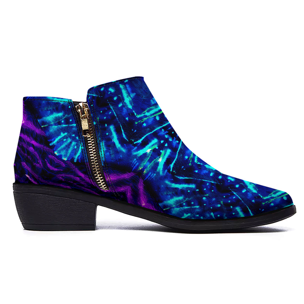 Psychedelic Watercolor Print Pattern Ankle Boots-grizzshop
