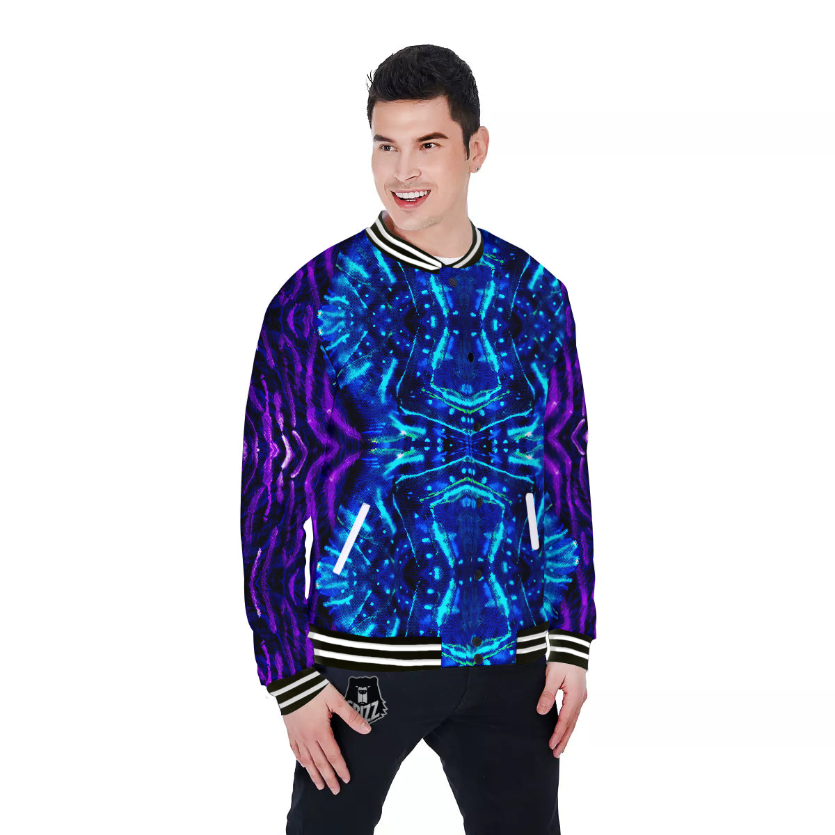 Psychedelic Watercolor Print Pattern Baseball Jacket-grizzshop