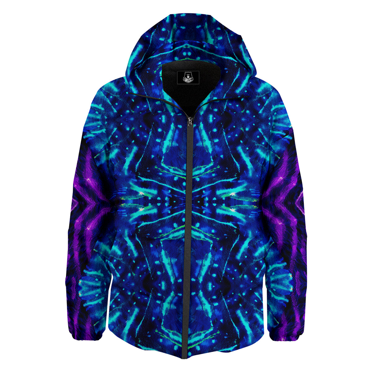 Psychedelic Watercolor Print Pattern Down Jacket-grizzshop
