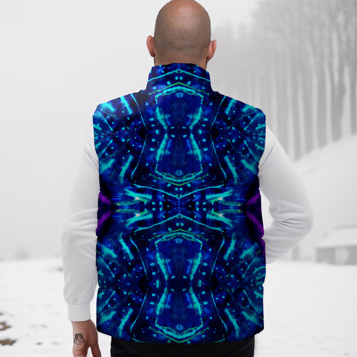 Psychedelic Watercolor Print Pattern Down Vest