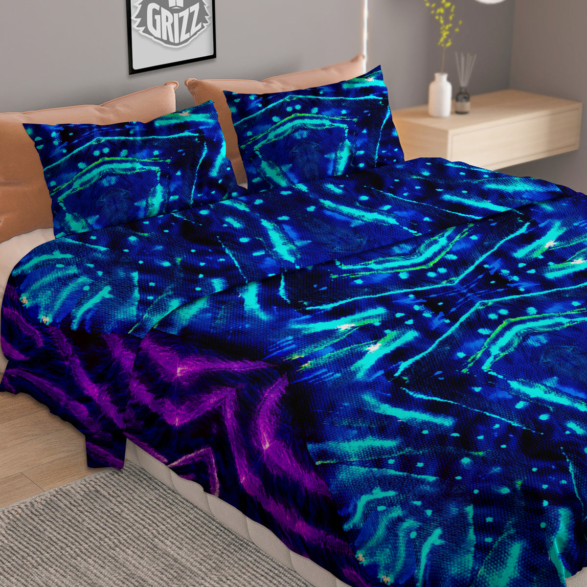 Psychedelic Watercolor Print Pattern Duvet Cover Bedding Set