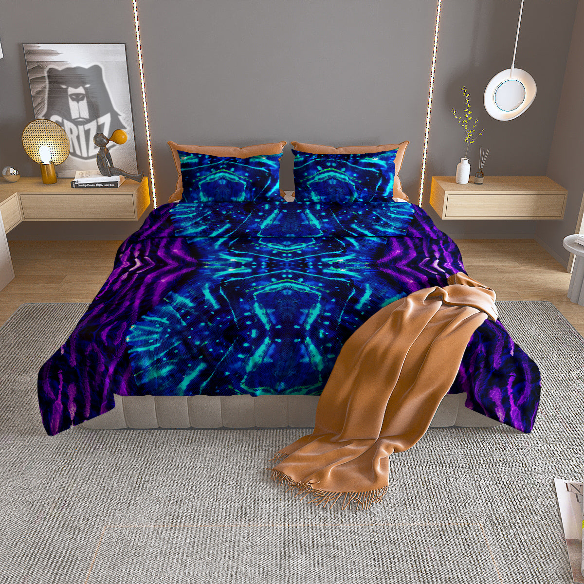 Psychedelic Watercolor Print Pattern Duvet Cover Bedding Set