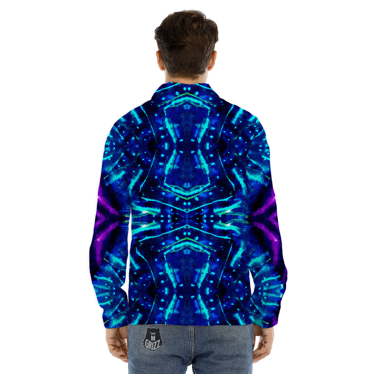 Psychedelic Watercolor Print Pattern Men's Dress Shirts-grizzshop