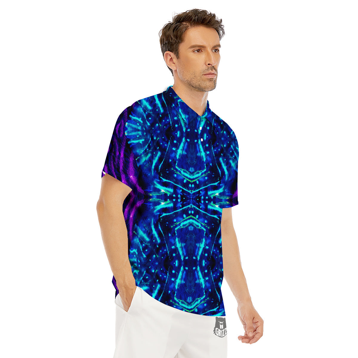Psychedelic Watercolor Print Pattern Men's Golf Shirts-grizzshop