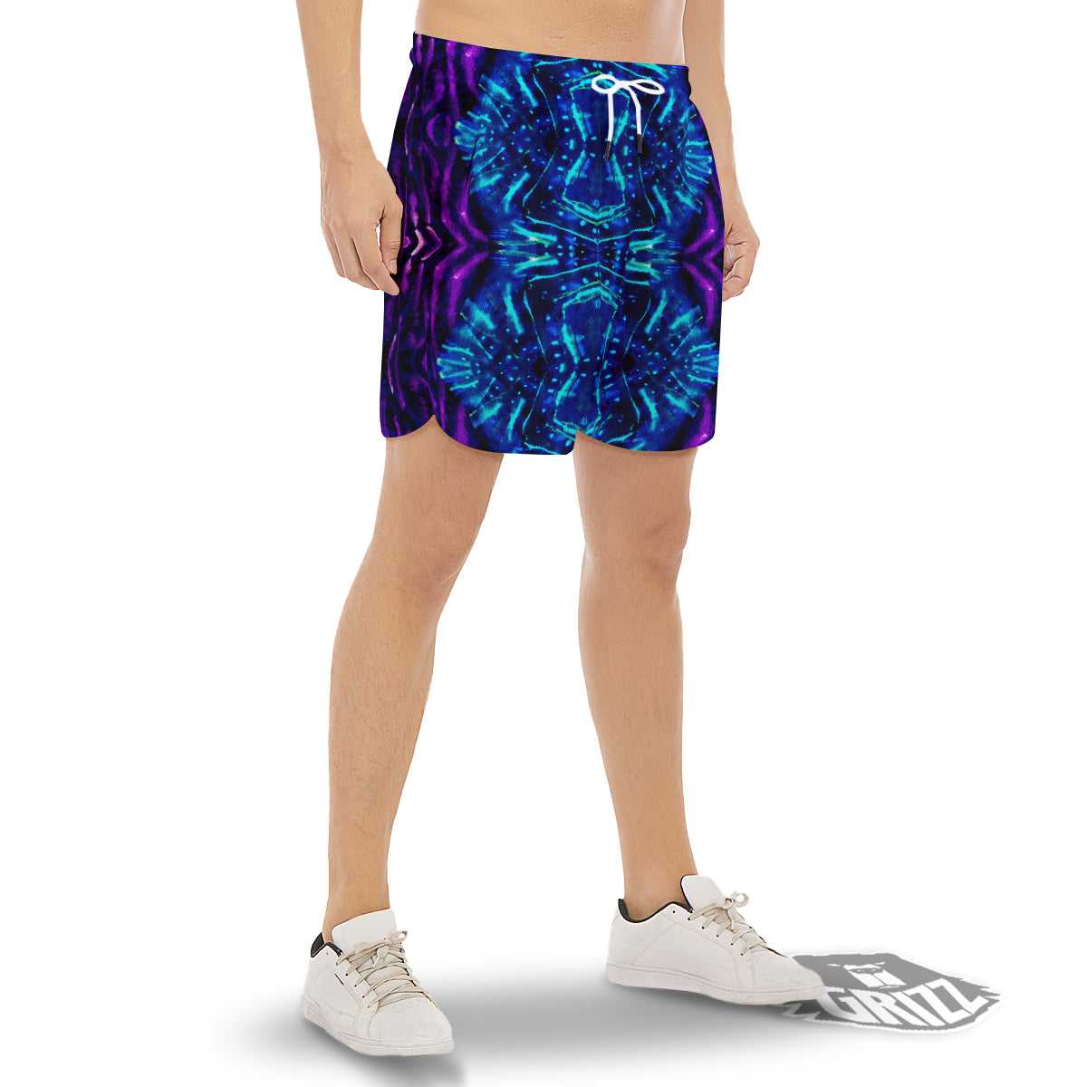 Psychedelic Watercolor Print Pattern Men's Gym Shorts-grizzshop