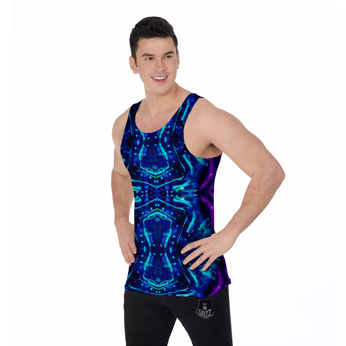 Psychedelic Watercolor Print Pattern Men's Tank Top-grizzshop
