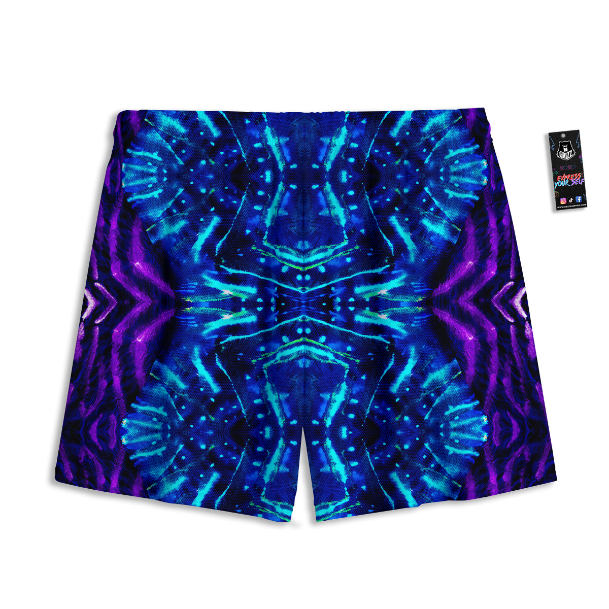 Psychedelic Watercolor Print Pattern Mesh Shorts