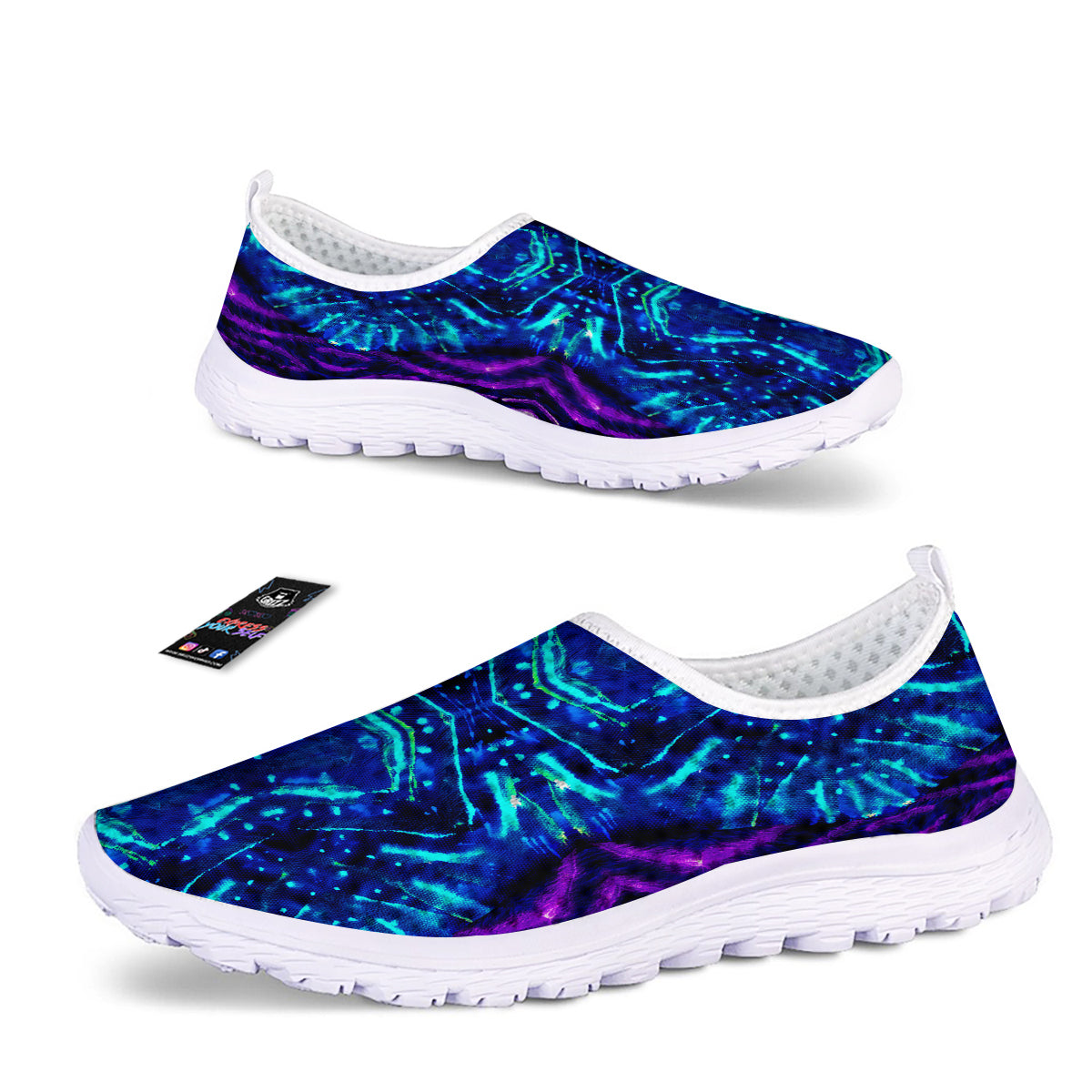 Psychedelic Watercolor Print Pattern Nurse Shoes-grizzshop