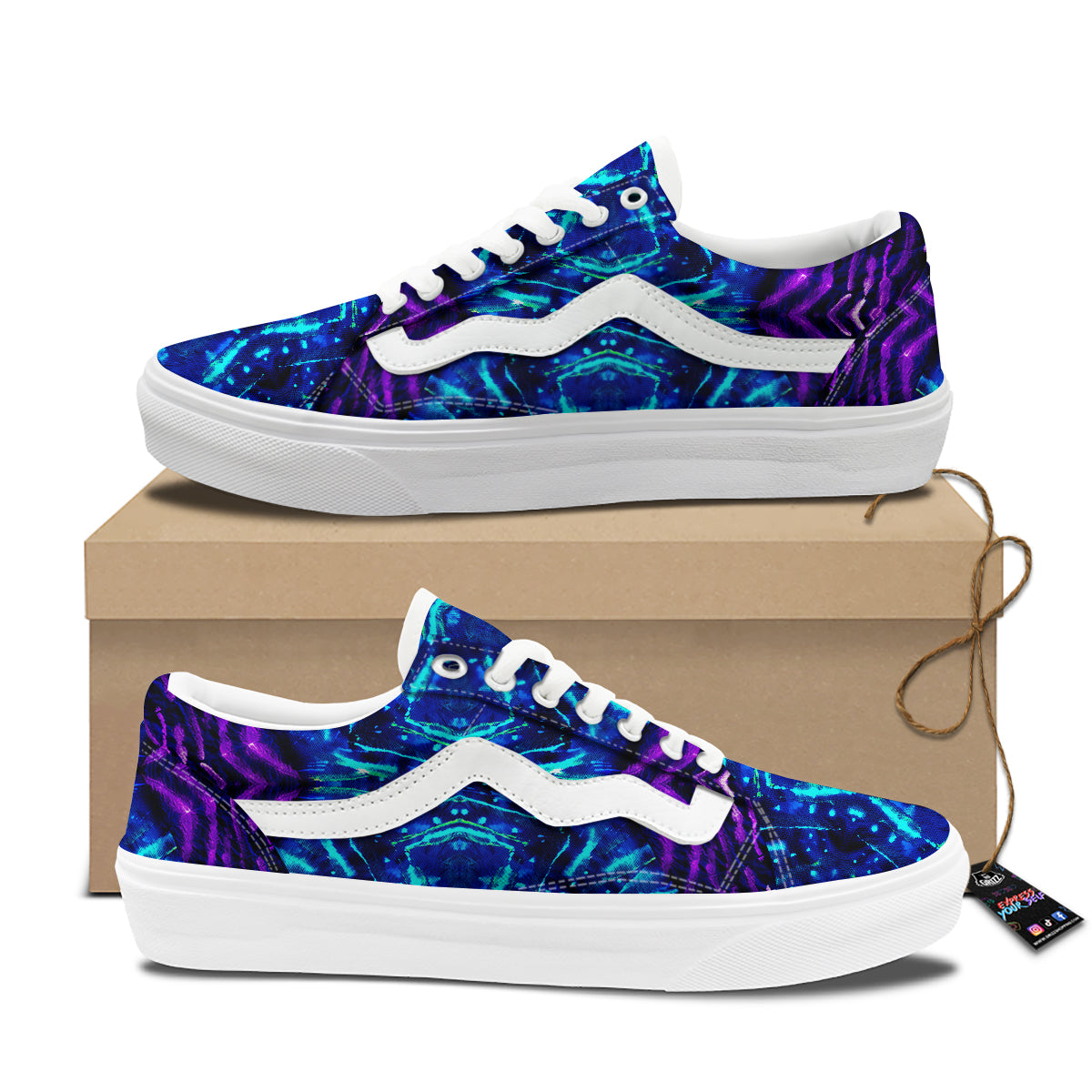 Psychedelic Watercolor Print Pattern Skate Shoes-grizzshop