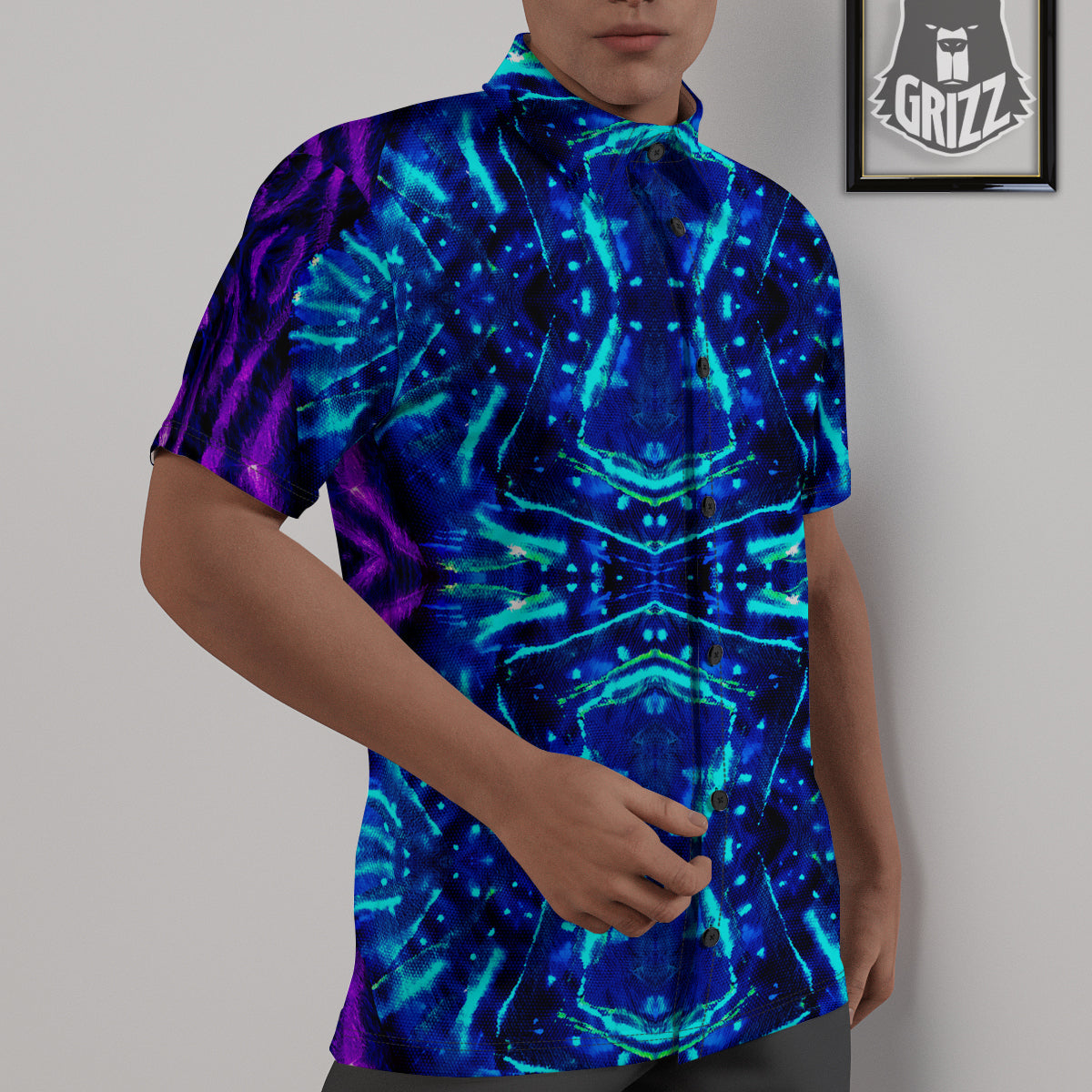 Psychedelic Watercolor Print Pattern Untucked Shirts-grizzshop