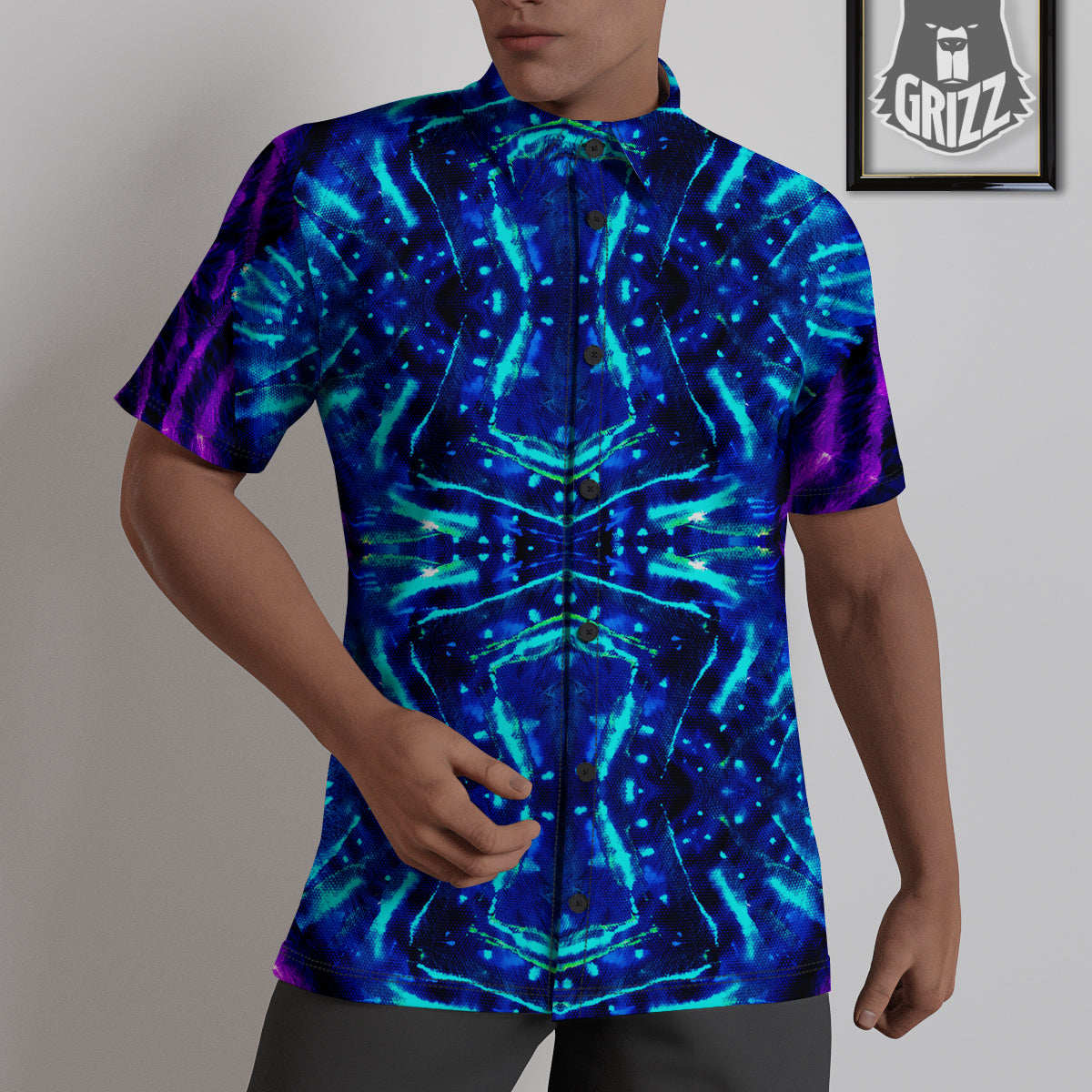 Psychedelic Watercolor Print Pattern Untucked Shirts-grizzshop