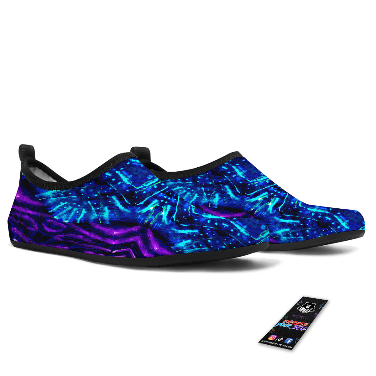 Psychedelic Watercolor Print Pattern Water Shoes-grizzshop