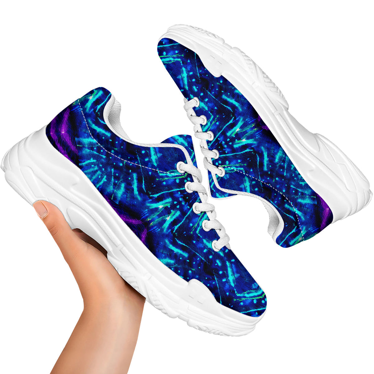 Psychedelic Watercolor Print Pattern White Chunky Shoes-grizzshop