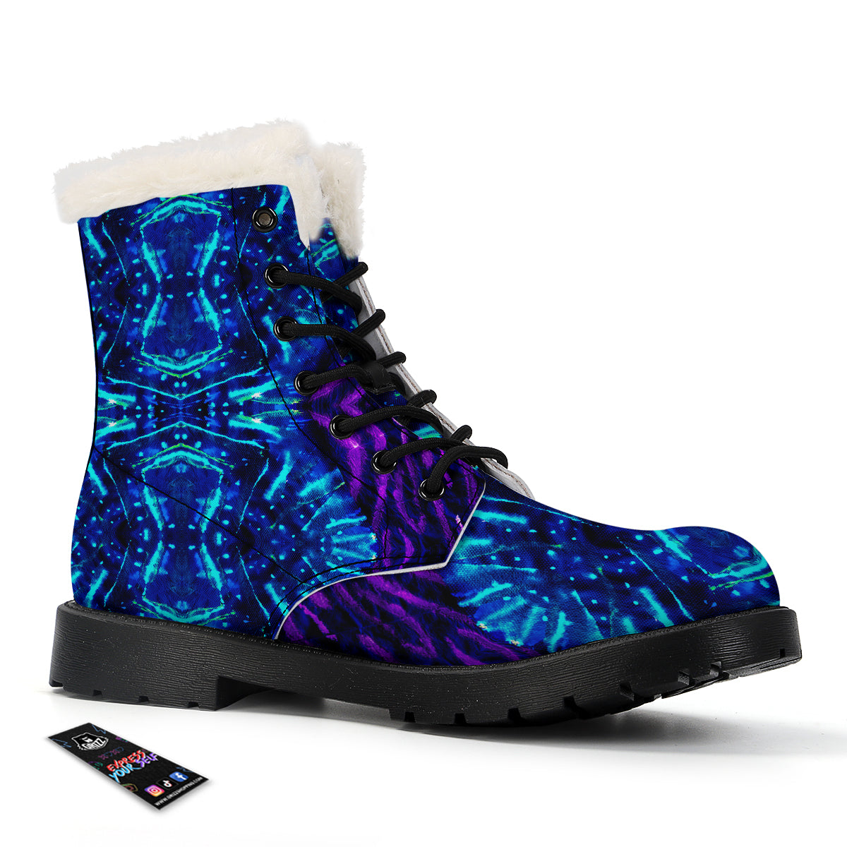 Psychedelic Watercolor Print Pattern Winter Boots-grizzshop