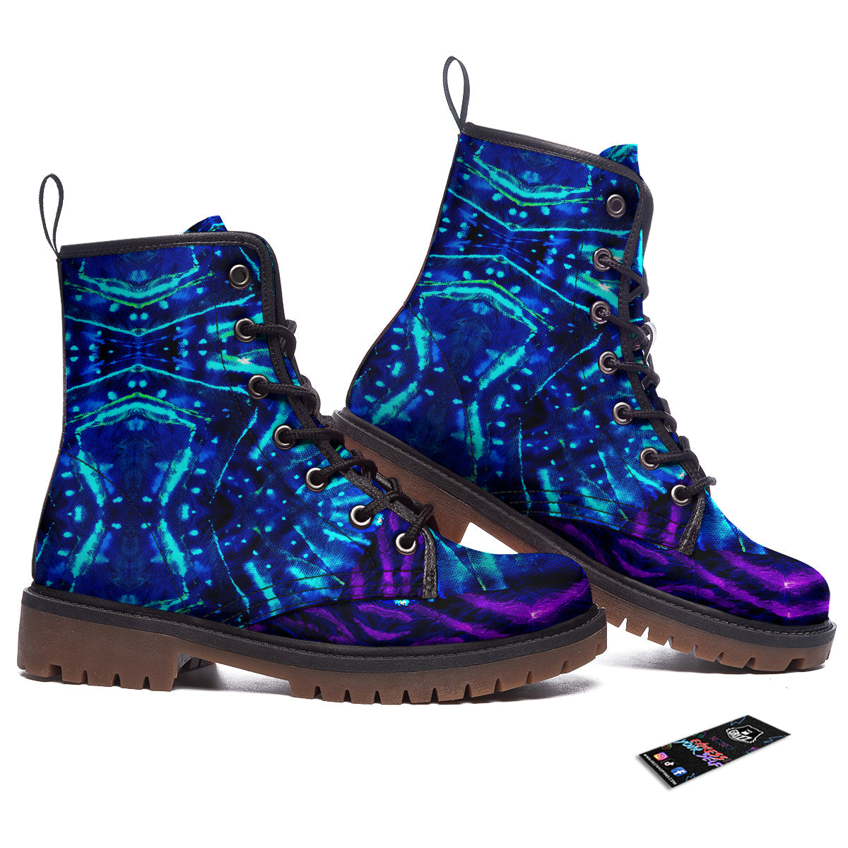 Psychedelic Watercolor Print Pattern Work Boots-grizzshop