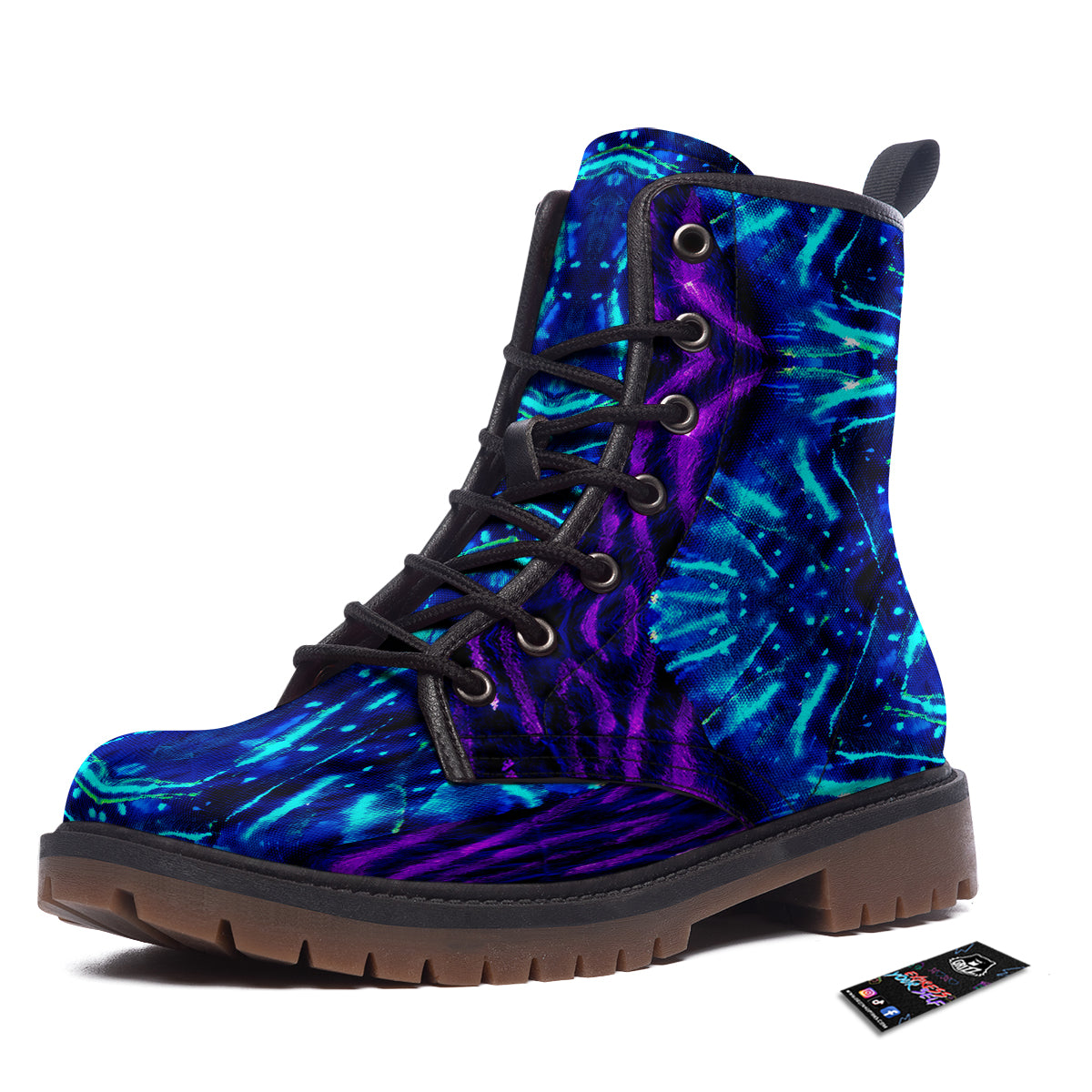 Psychedelic Watercolor Print Pattern Work Boots-grizzshop