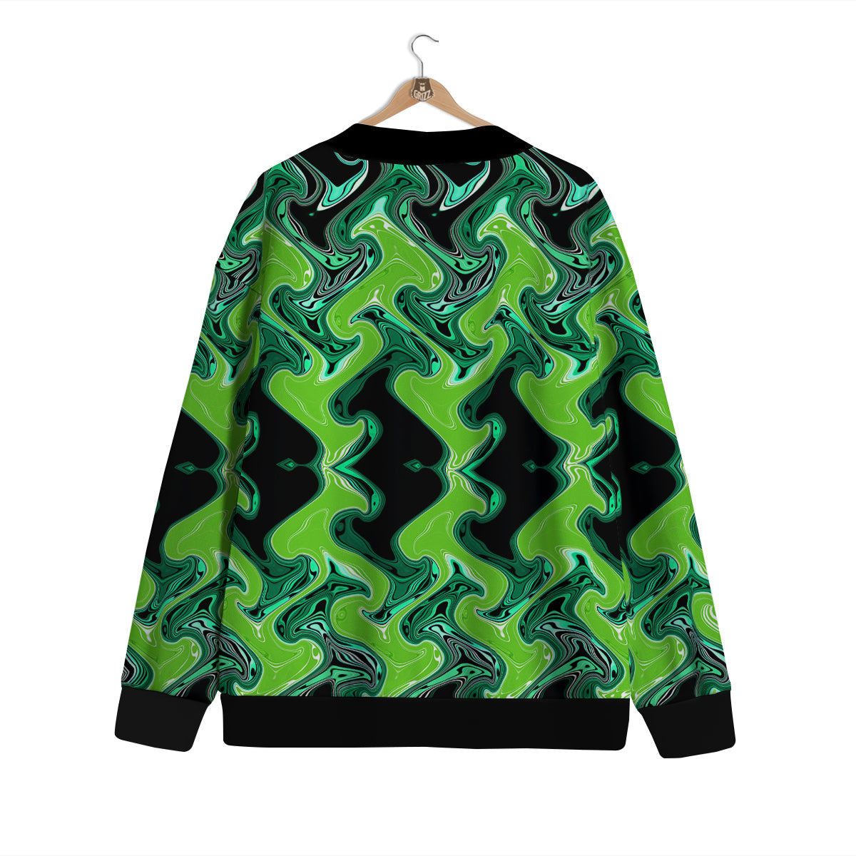 Psychedelic Wave Liquid Green Print Cardigan-grizzshop