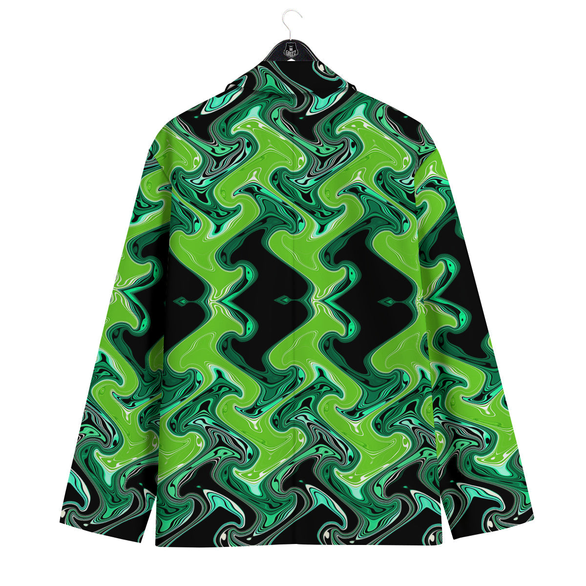 Psychedelic Wave Liquid Green Print Men's Sport Coat-grizzshop