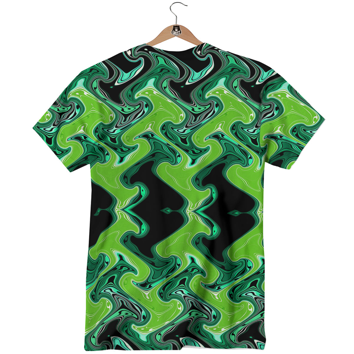 Psychedelic Wave Liquid Green Print T-Shirt-grizzshop