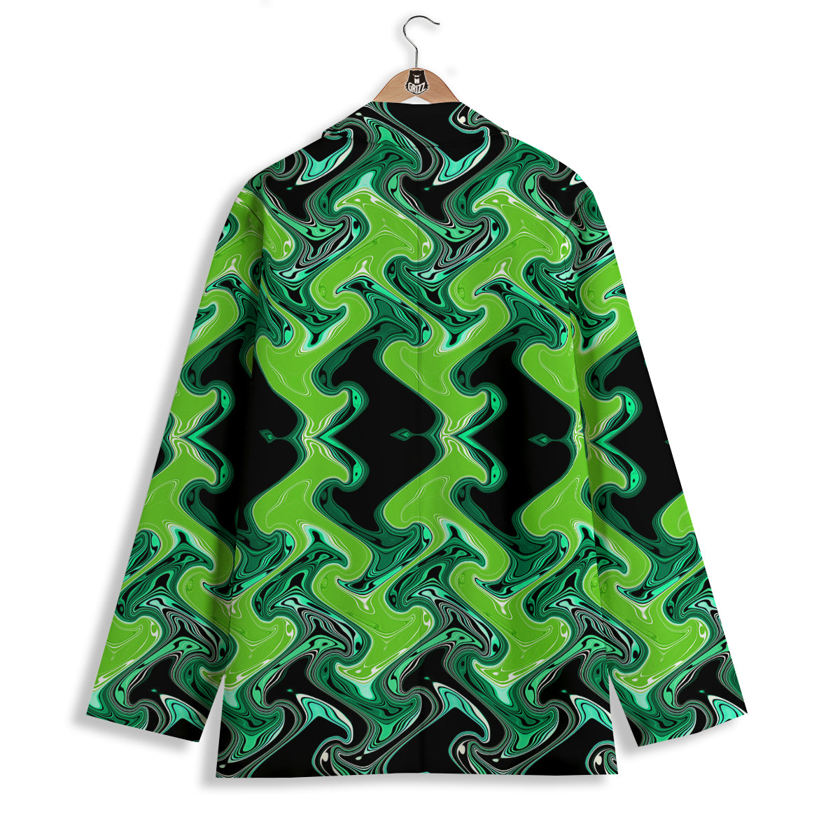 Psychedelic Wave Liquid Green Print Women's Blazer-grizzshop