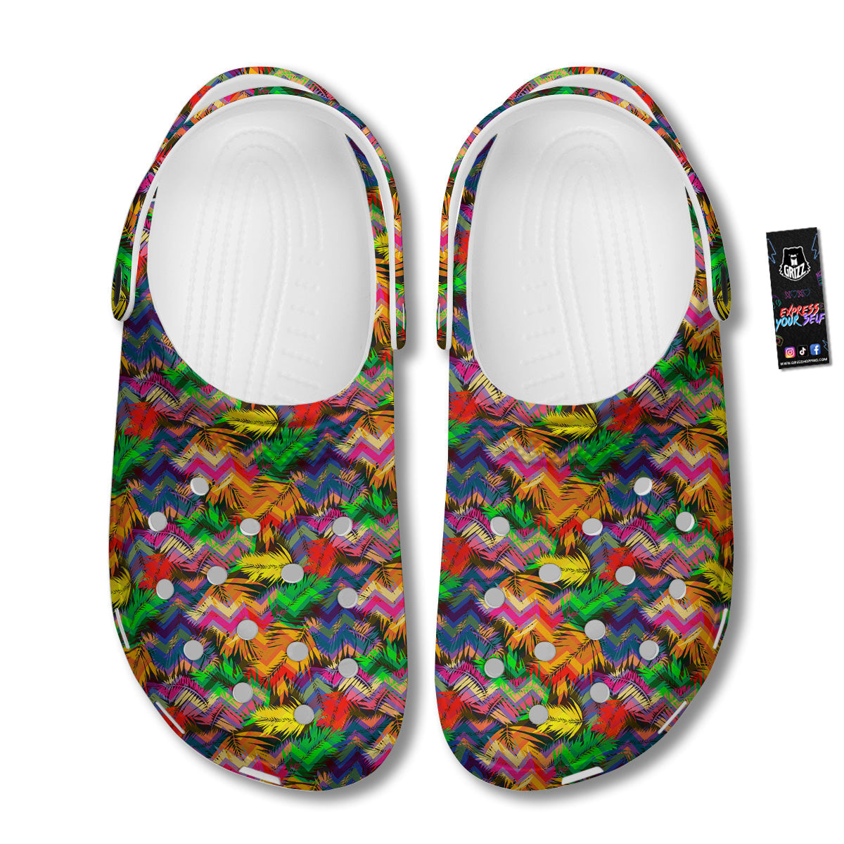 Psychedelic Zigzag Tropical Print Pattern Clog-grizzshop