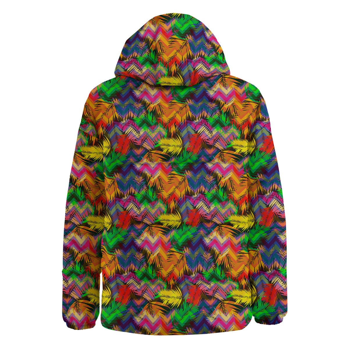 Psychedelic Zigzag Tropical Print Pattern Down Jacket-grizzshop