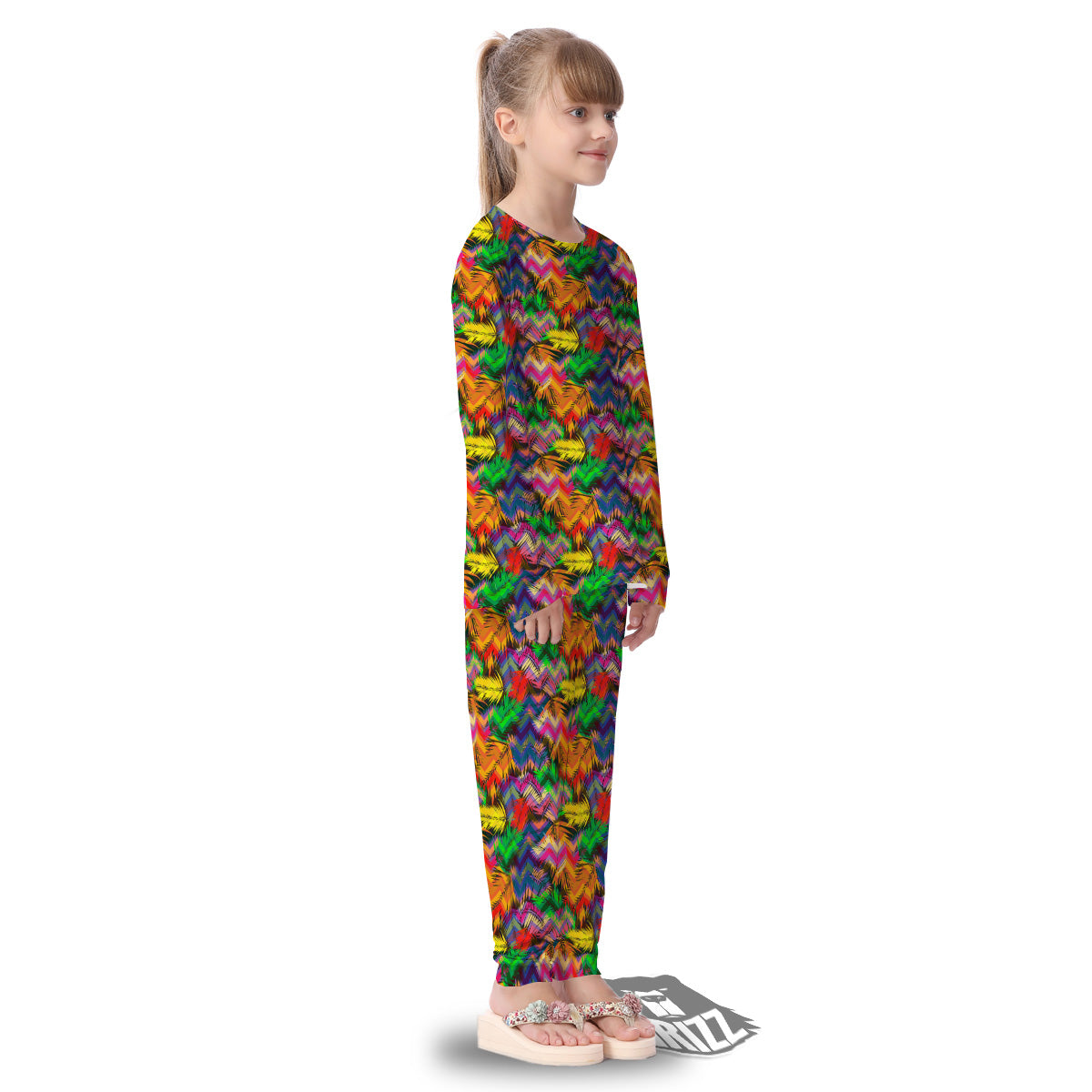 Psychedelic Zigzag Tropical Print Pattern Kid's Pajamas-grizzshop