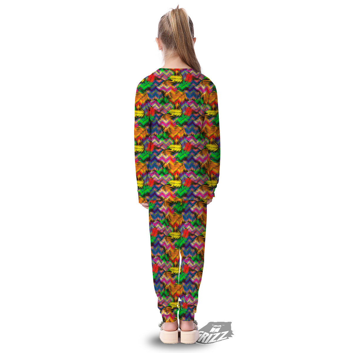 Psychedelic Zigzag Tropical Print Pattern Kid's Pajamas-grizzshop