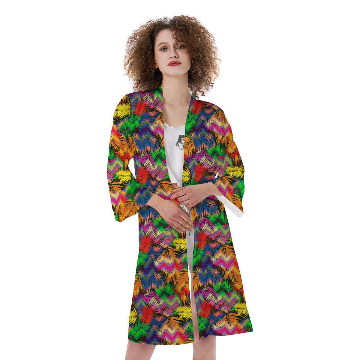 Psychedelic Zigzag Tropical Print Pattern Kimono-grizzshop