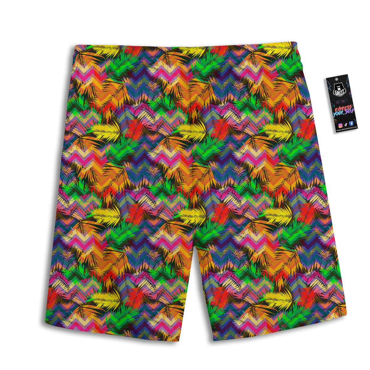 Psychedelic Zigzag Tropical Print Pattern Men's Athletic Shorts