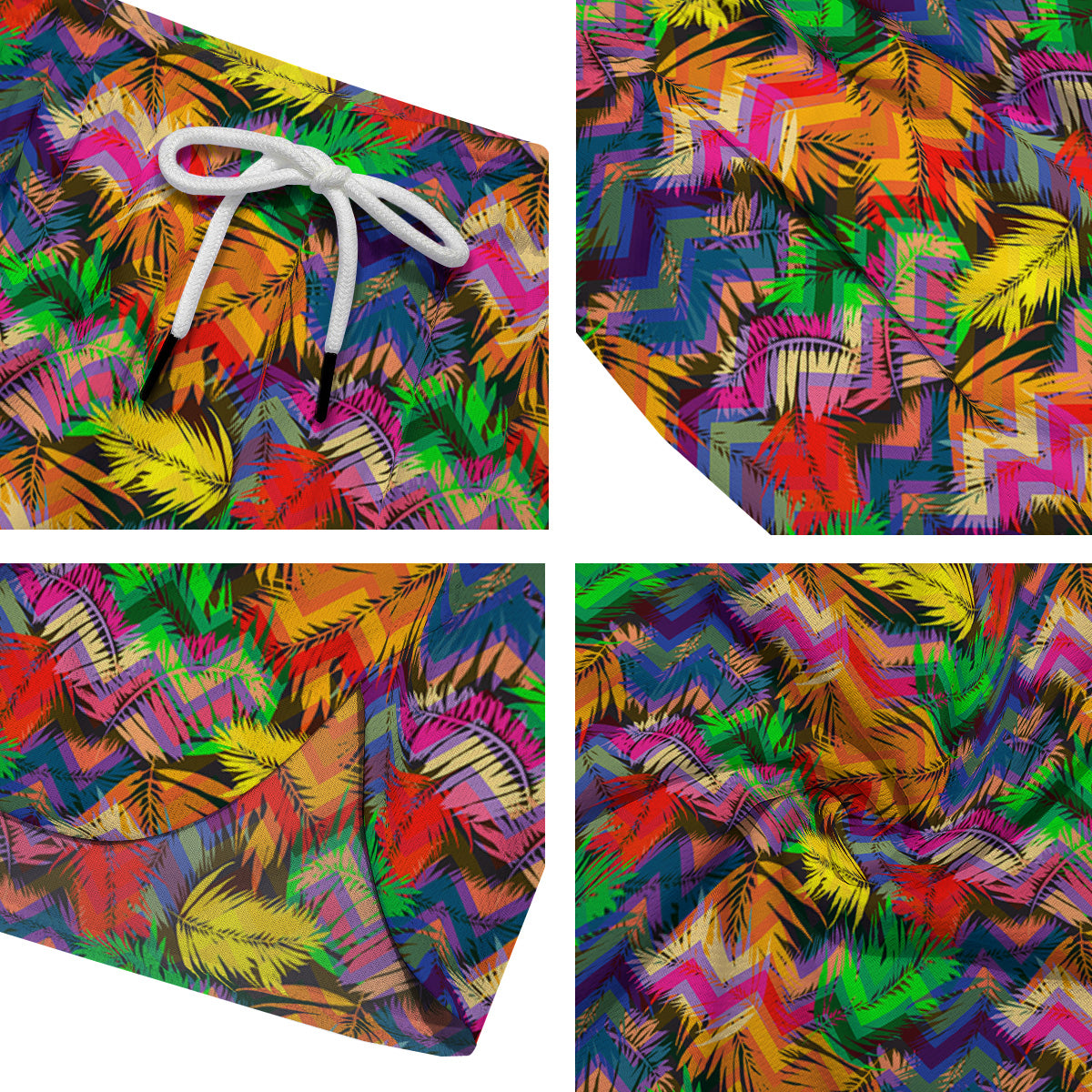 Psychedelic Zigzag Tropical Print Pattern Men's Running Shorts-grizzshop