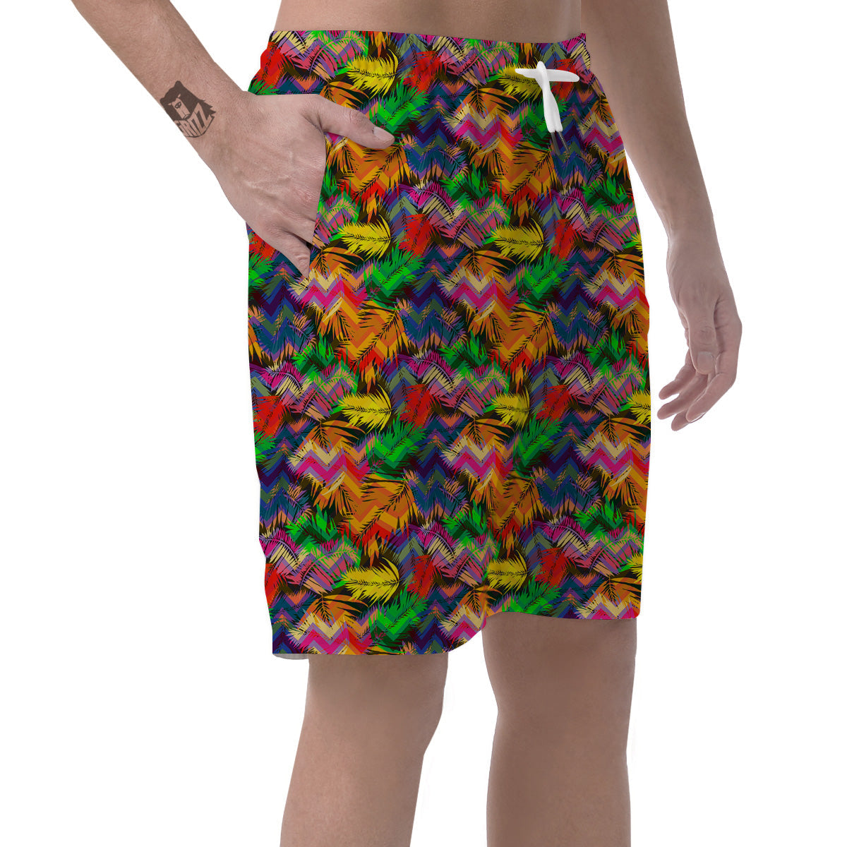 Psychedelic Zigzag Tropical Print Pattern Men's Shorts-grizzshop