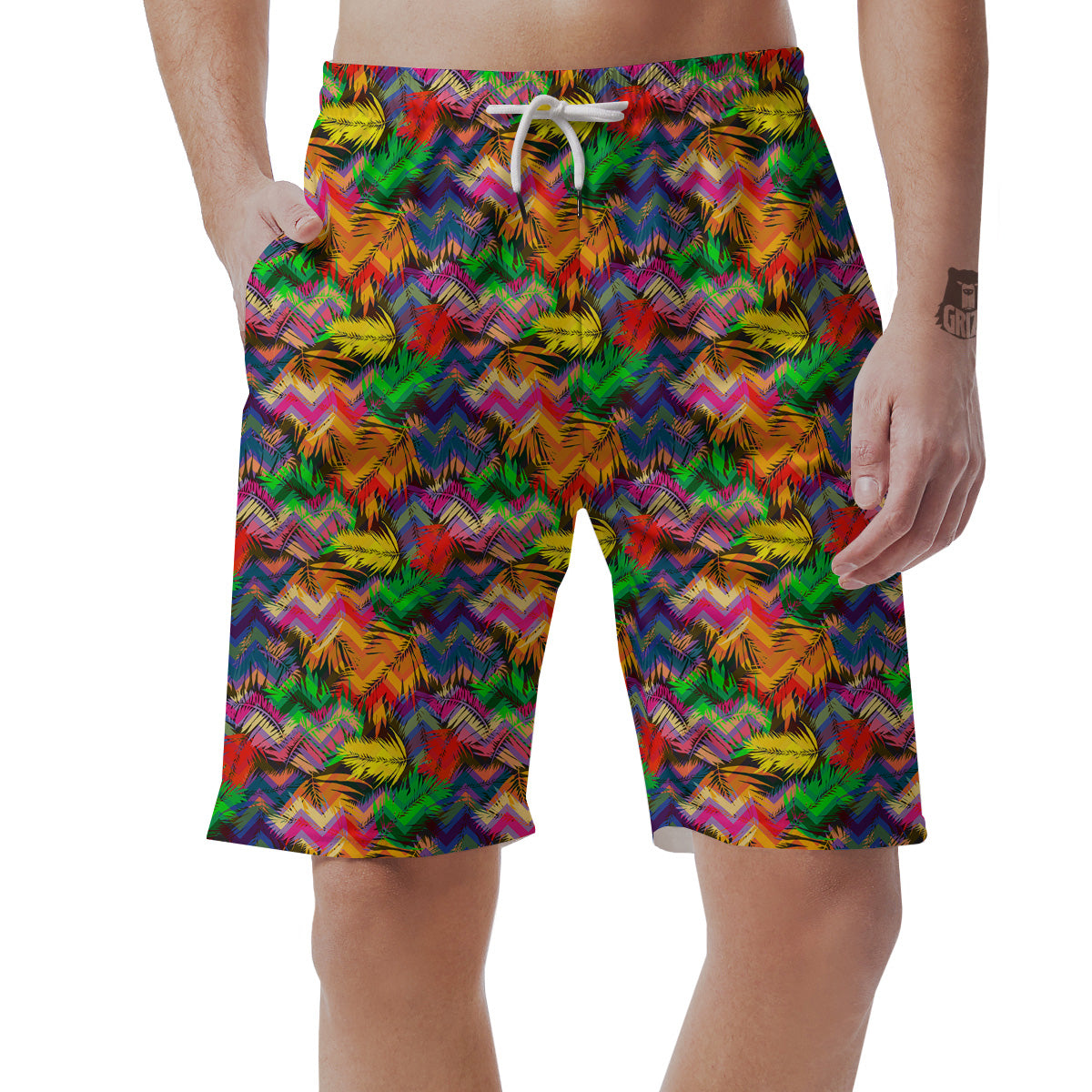 Psychedelic Zigzag Tropical Print Pattern Men's Shorts-grizzshop