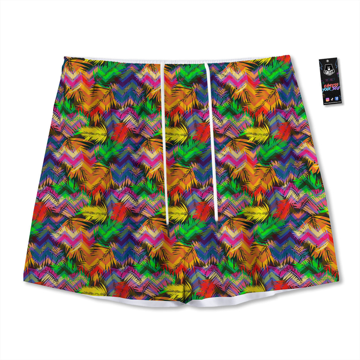 Red Bear And Green Bull Stock Print Mesh Shorts