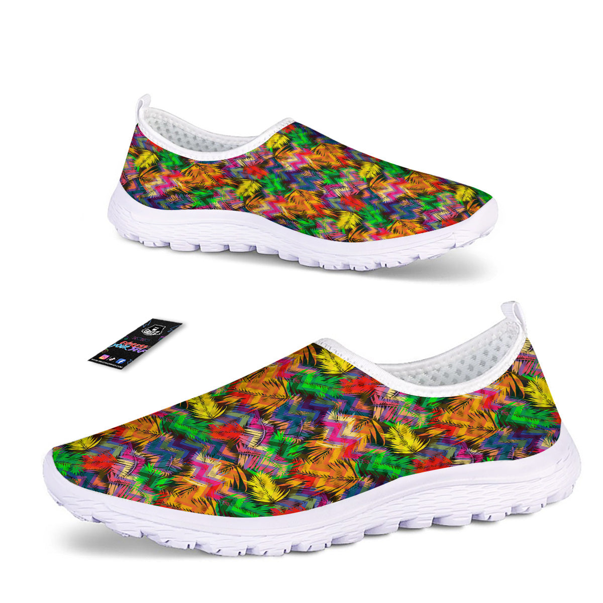 Psychedelic Zigzag Tropical Print Pattern Nurse Shoes-grizzshop