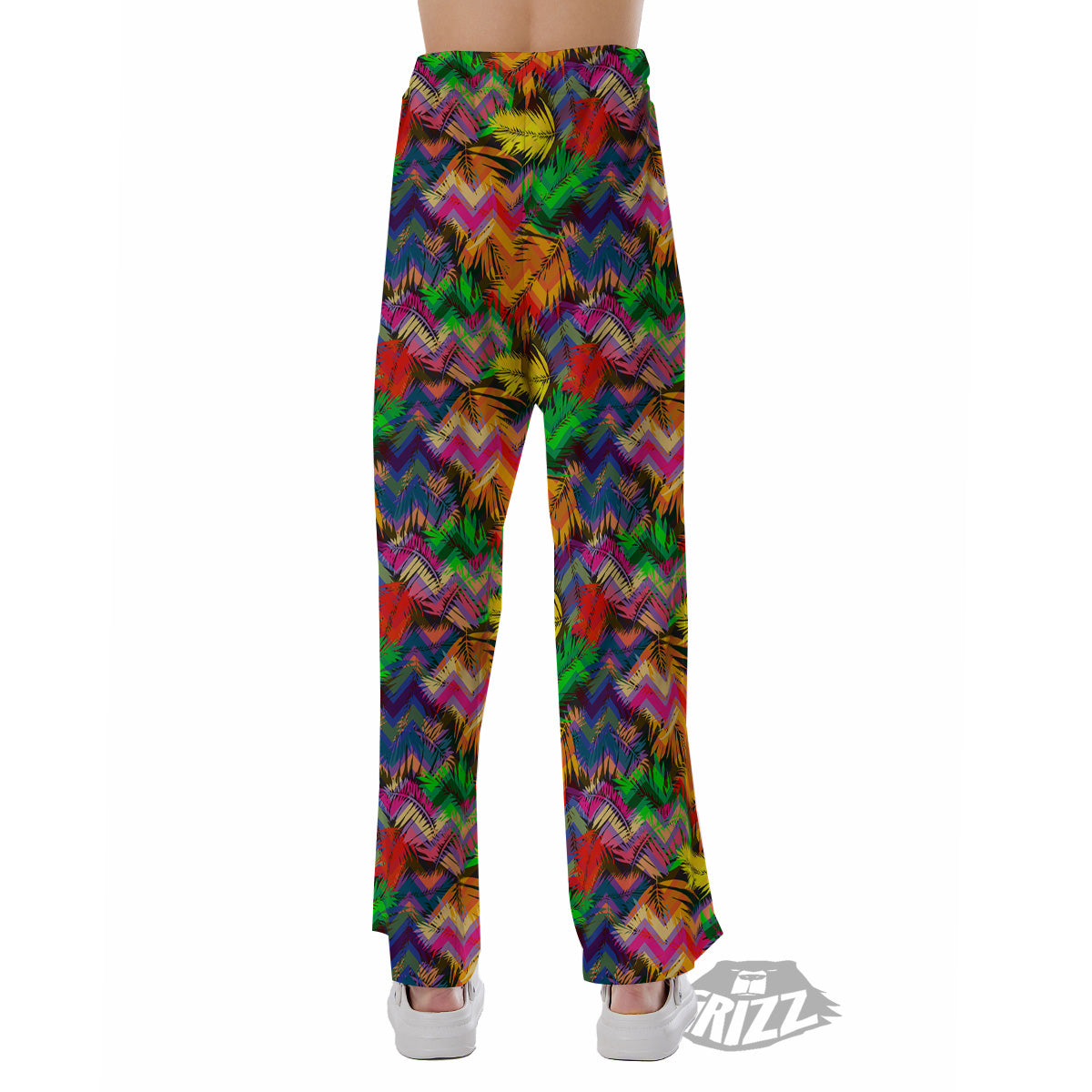 Psychedelic Zigzag Tropical Print Pattern Pajama Pants-grizzshop