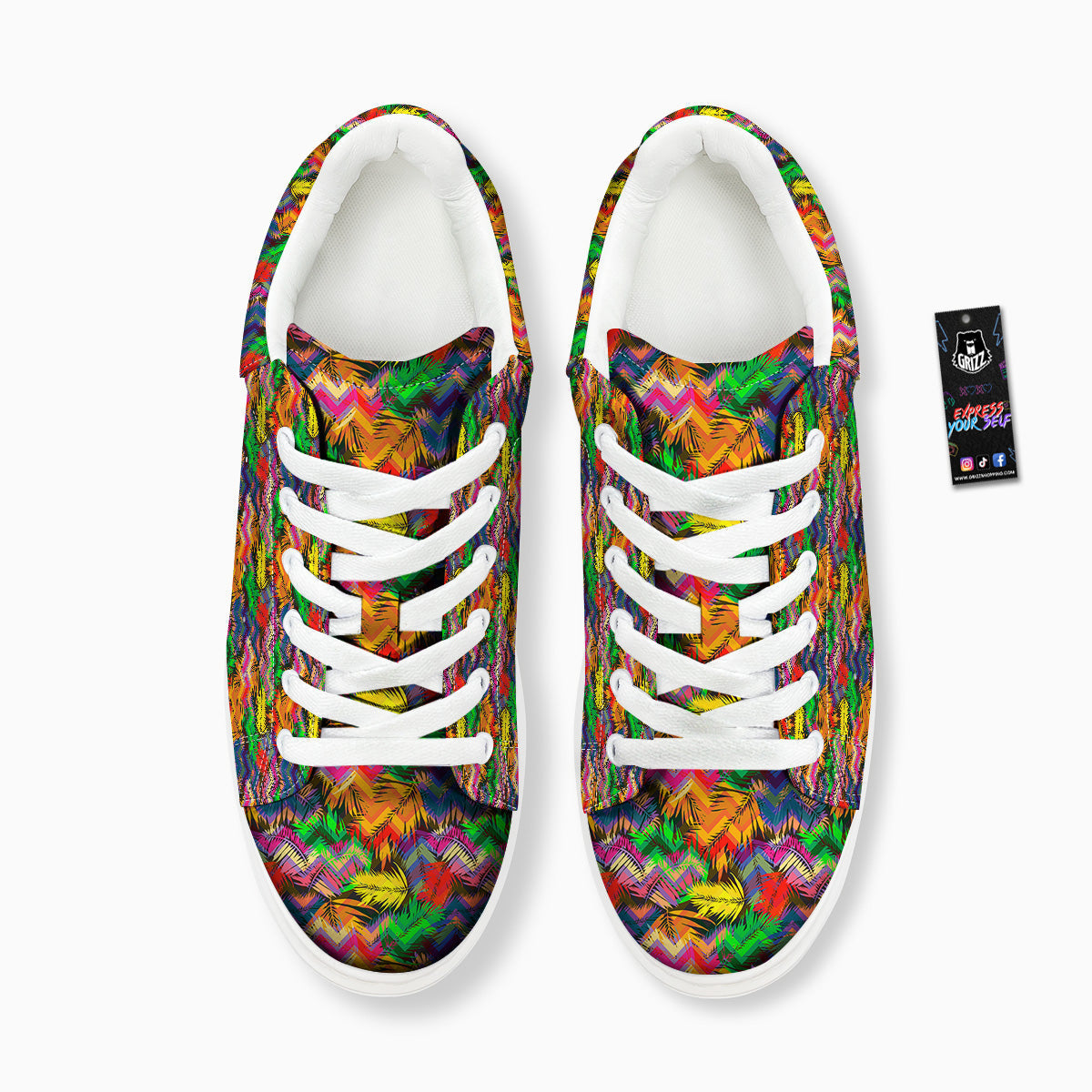 Psychedelic Zigzag Tropical Print Pattern Platform Shoes-grizzshop