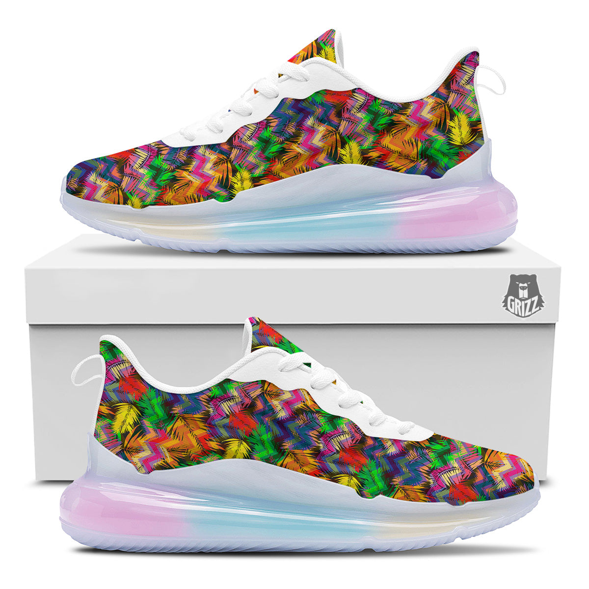 Psychedelic Zigzag Tropical Print Pattern Running Sneakers-grizzshop