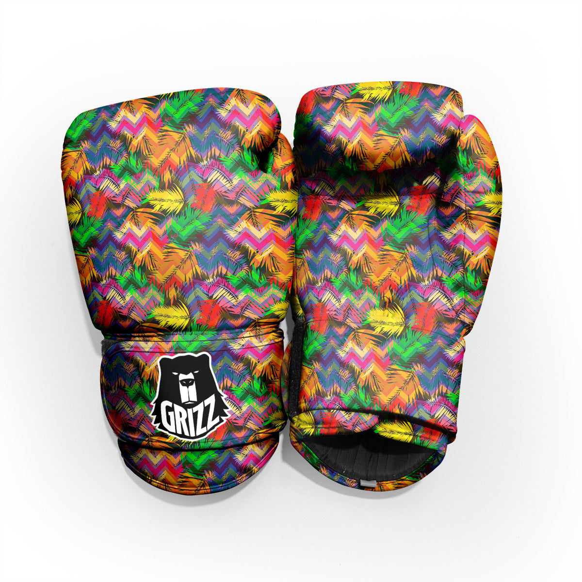 Psychedelic Zigzag Tropical Print Pattern Sparring Gloves-grizzshop