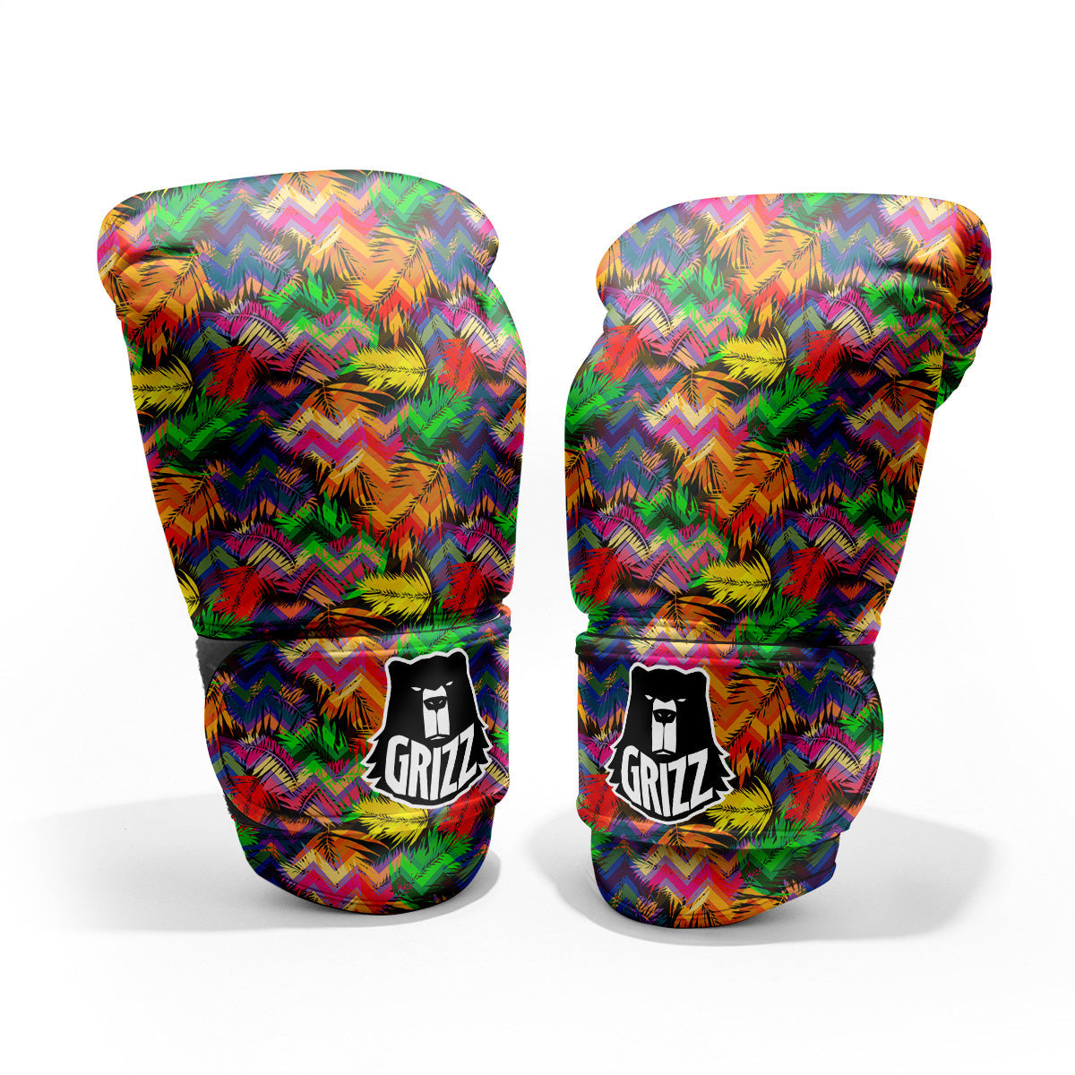 Psychedelic Zigzag Tropical Print Pattern Sparring Gloves-grizzshop