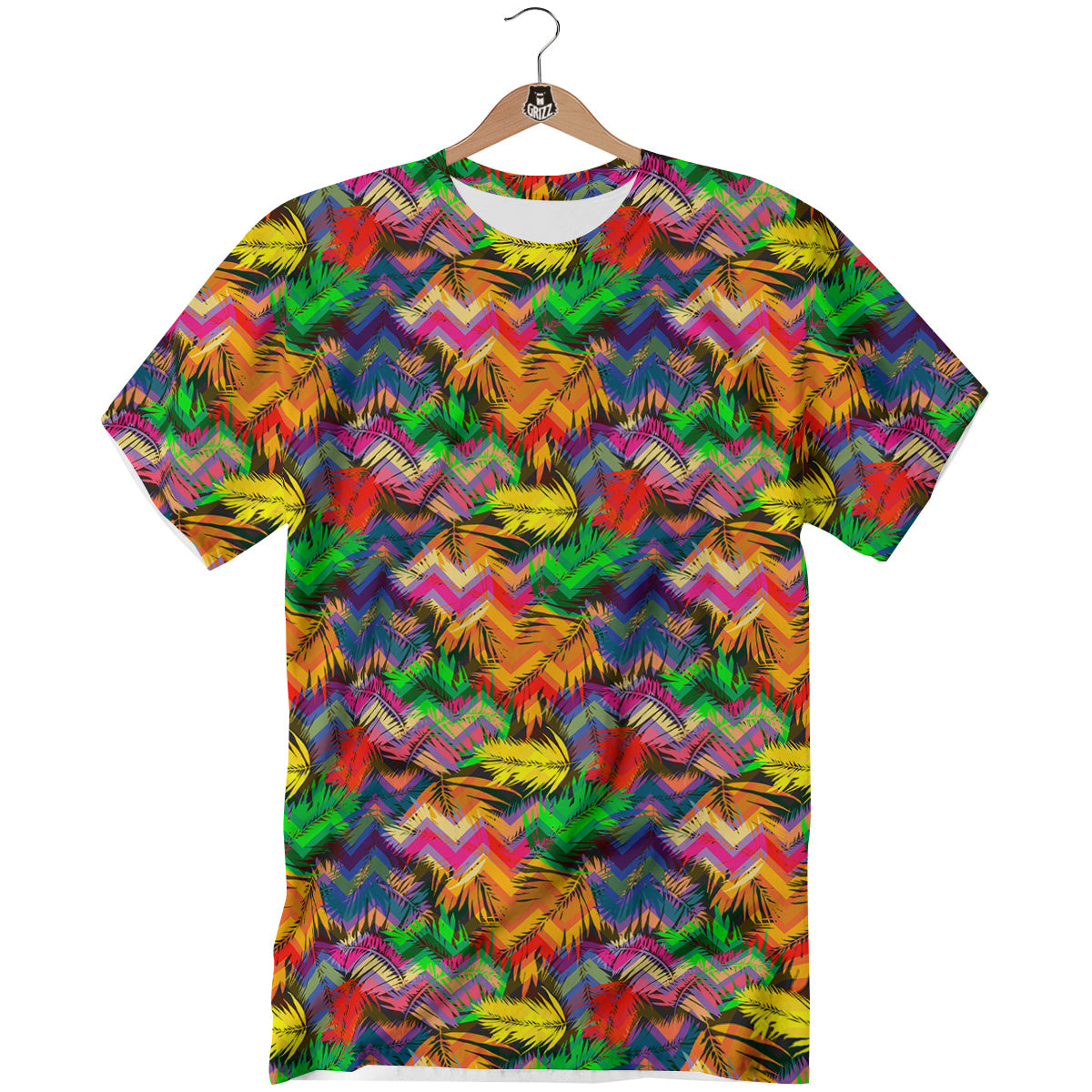 Psychedelic Zigzag Tropical Print Pattern T-Shirt-grizzshop