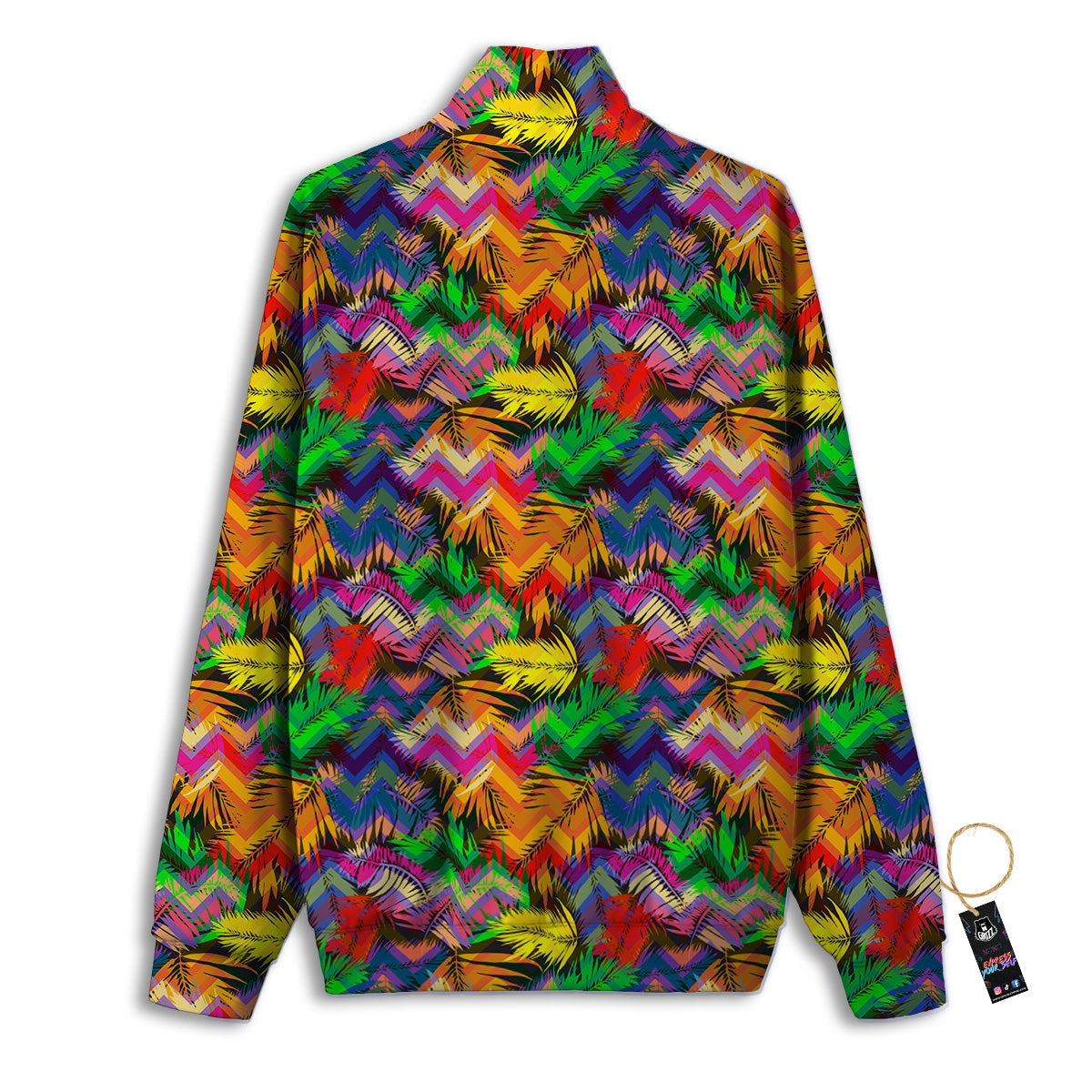 Psychedelic Zigzag Tropical Print Pattern Track Jacket-grizzshop