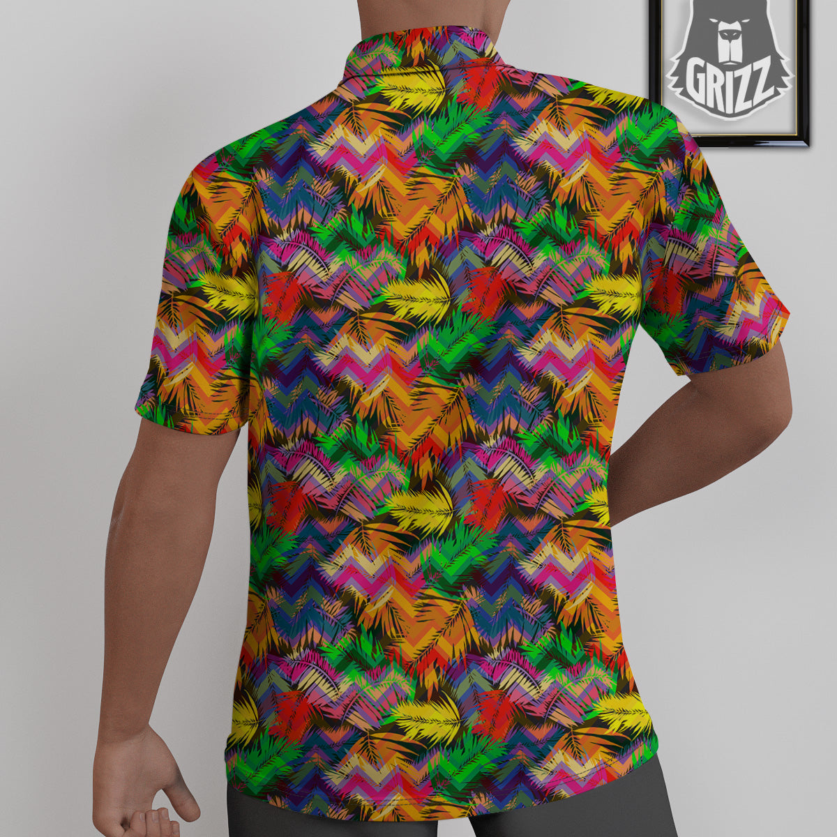 Psychedelic Zigzag Tropical Print Pattern Untucked Shirts-grizzshop