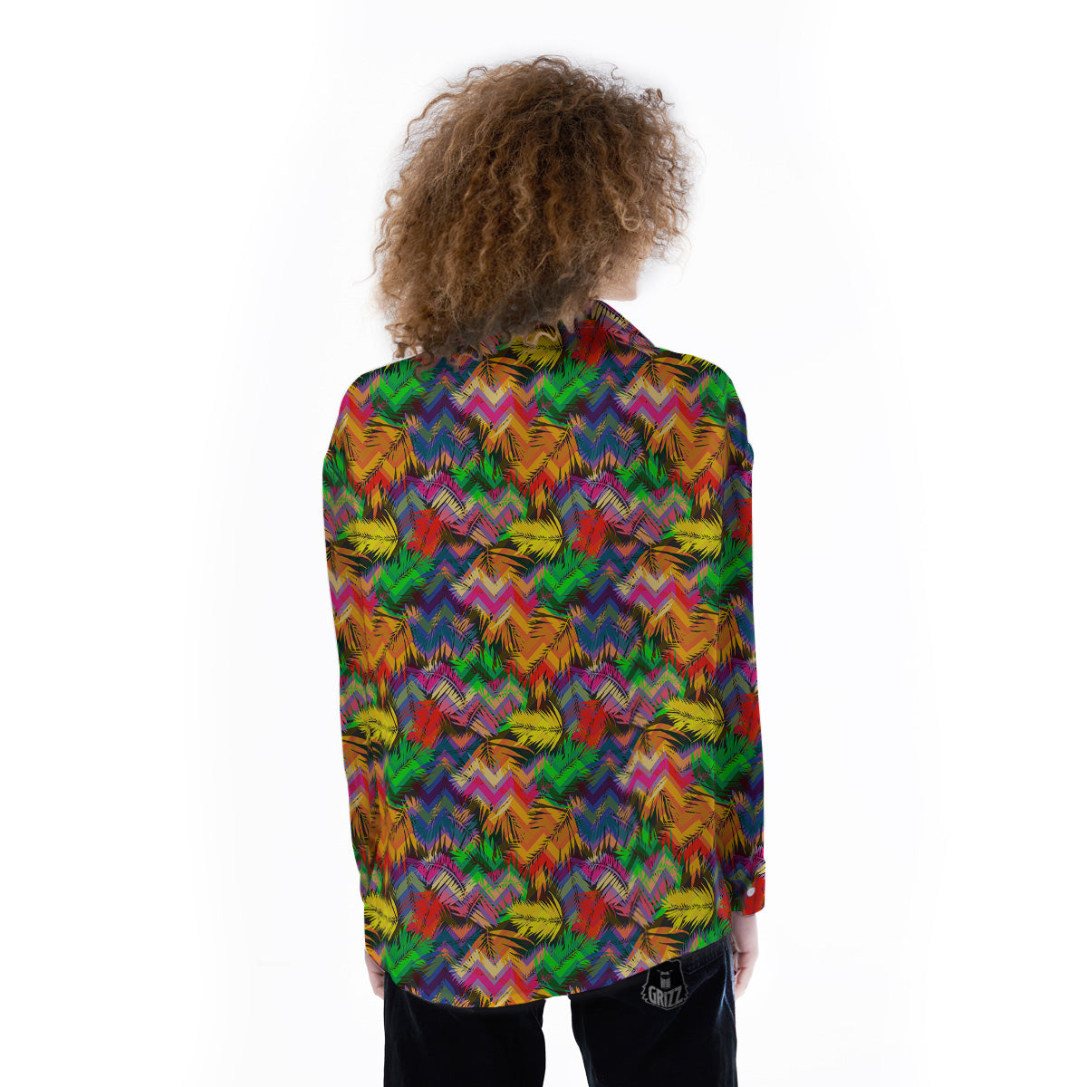 Psychedelic Zigzag Tropical Print Pattern Women's Long Sleeve Shirts-grizzshop